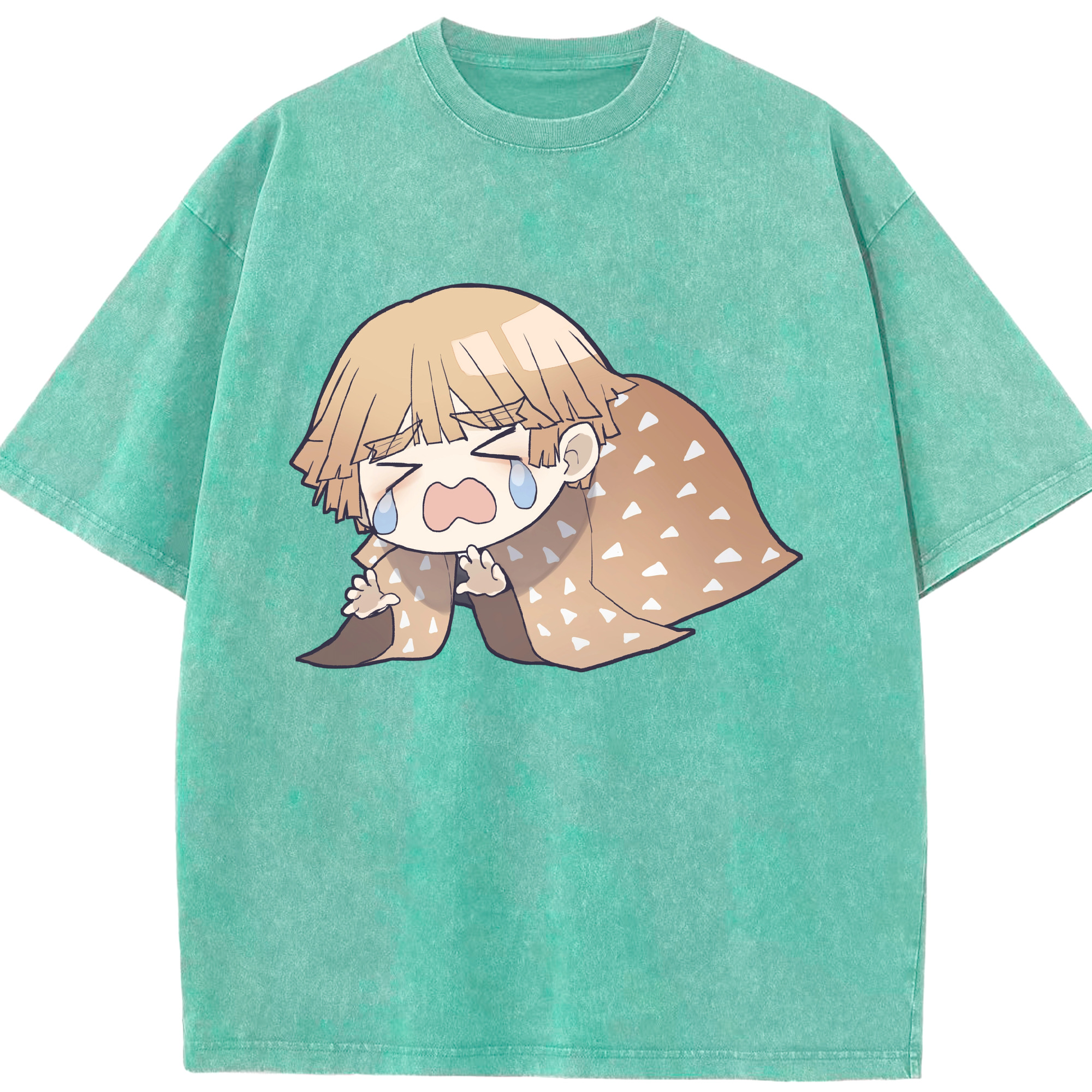 （画像用） 鬼滅の刃（きめつのやいば）我妻 善逸／あがつま ぜんいつ Agatsuma Zenitsu 綿100% ヴィンテージ風 半袖Tシャツ（フロントプリント）